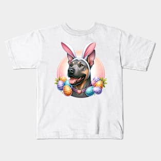 Thai Ridgeback Celebrates Easter with Bunny Ears Kids T-Shirt